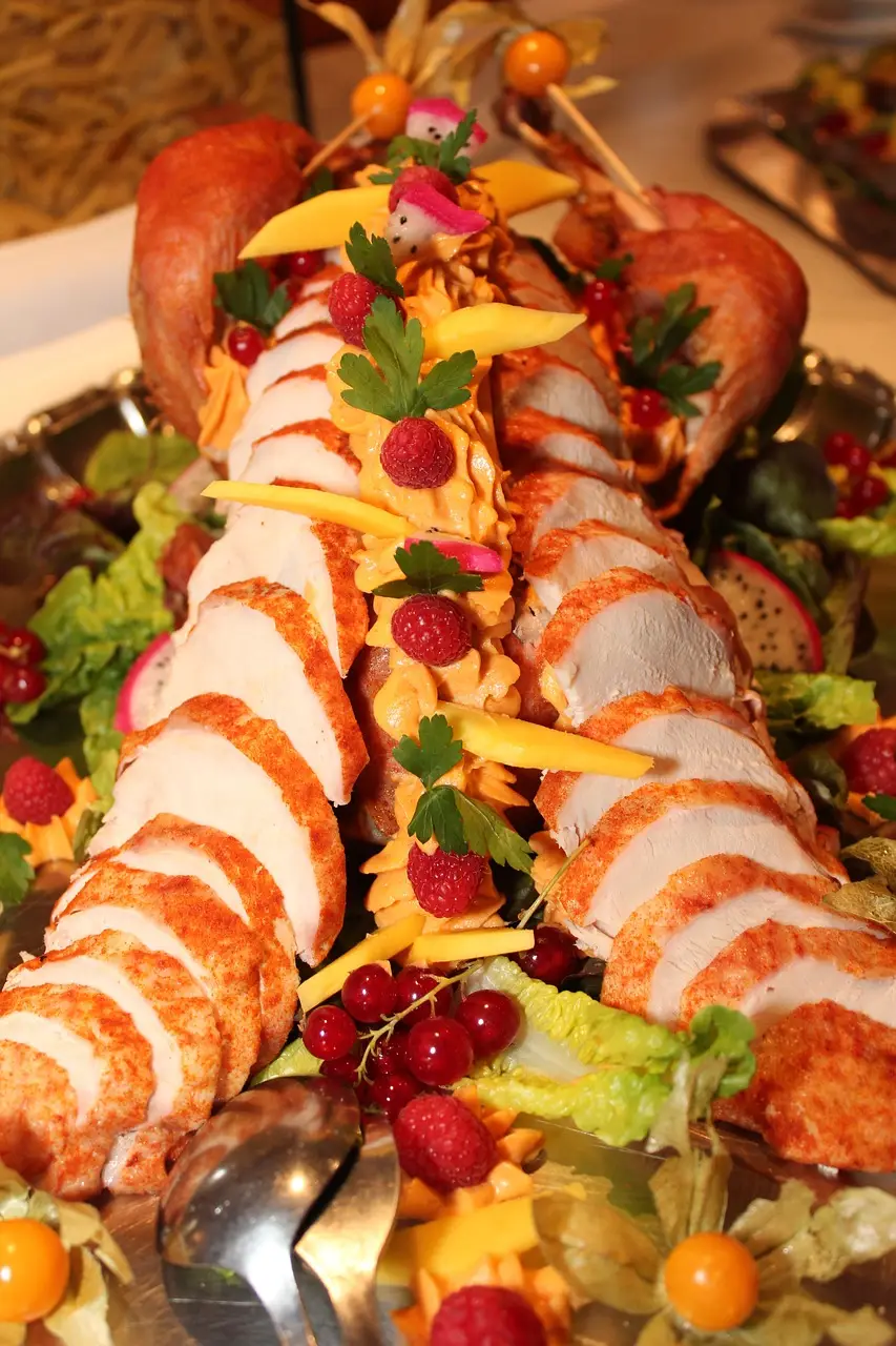 turkey, carving, carved, buffet, salad, cold buffet, delicacy, gourmet, buffet, buffet, buffet, buffet, buffet
